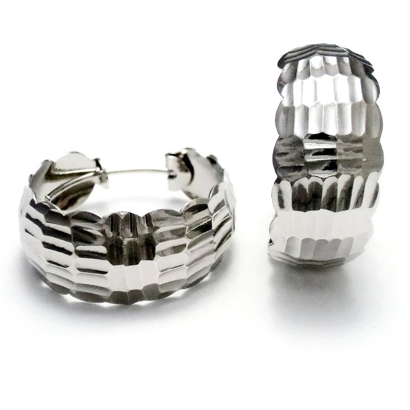 Pendientes aros plata 925m 27mm. labrado tallado [AA0964]