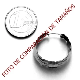 Pendientes aros plata 925m 27mm. labrado tallado [AA0964]