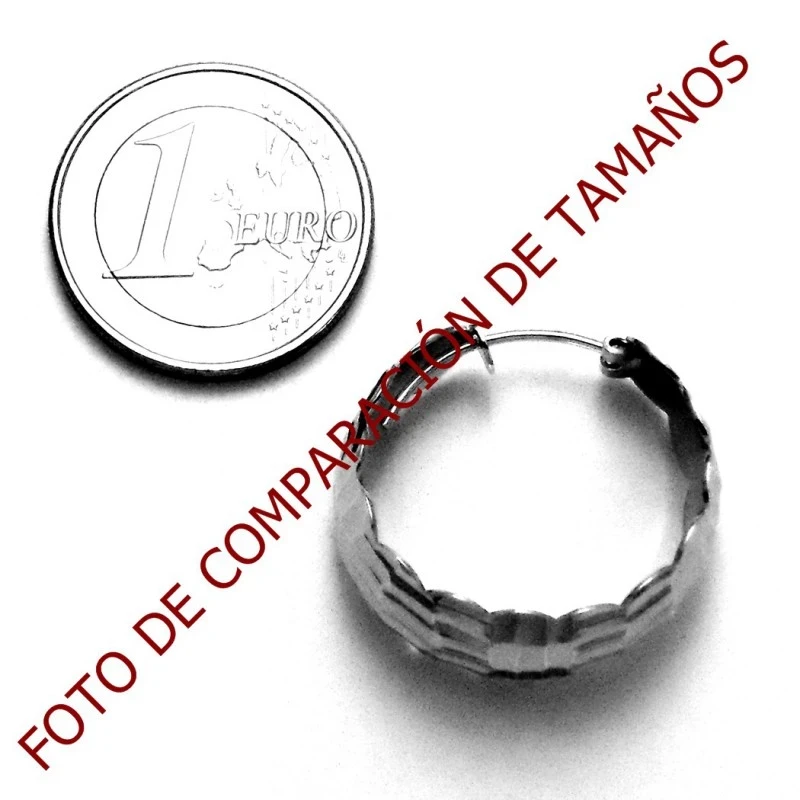 Pendientes aros plata 925m 27mm. labrado tallado [AA0964]