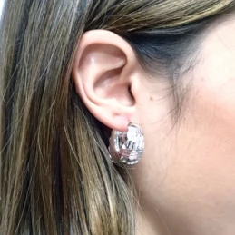 Pendientes aros plata 925m 27mm. labrado tallado [AA0964]