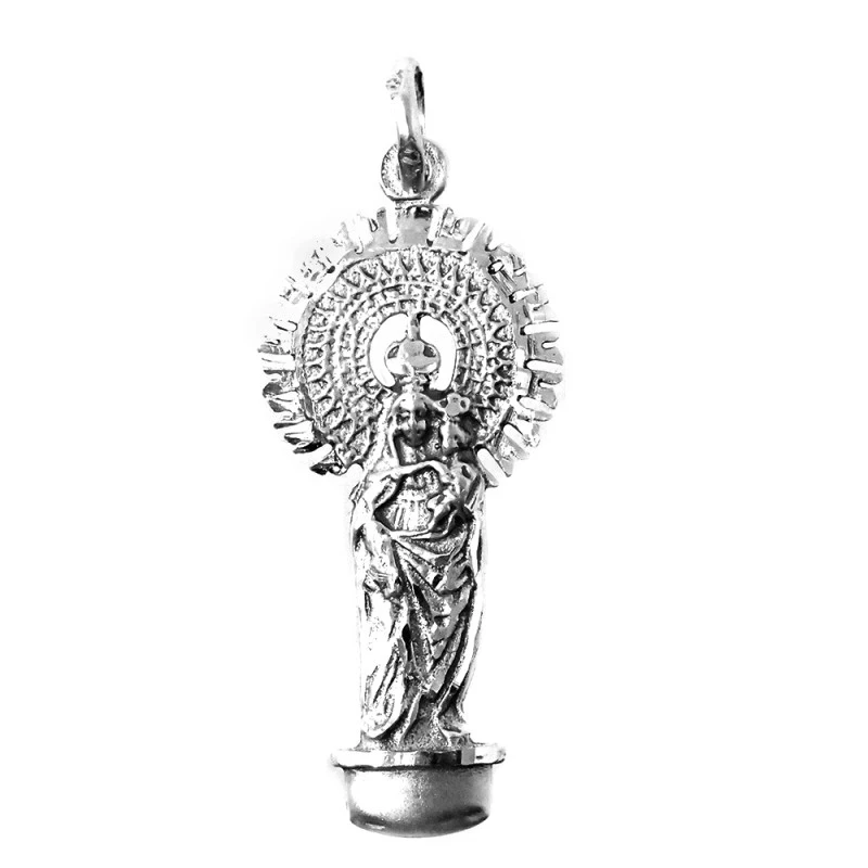 Virgen del Pilar colgante plata Ley 925m unisex 32 mm. maciza silueta