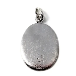 Medalla colgante plata Ley 925m maciza 22mm. San Cristobal oval detalles tallados trasera lisa