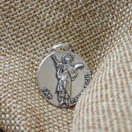 San Pancracio Medalla Plata Ley 925m maciza 21 mm. lisa mate detalles