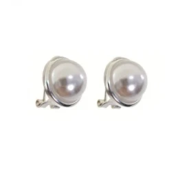 Pendientes plata Ley 925m media perla bocel 14mm. [AB1437]