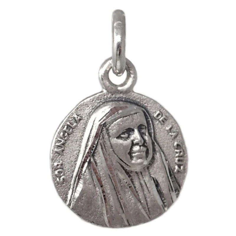 Medalla plata Ley 925m Sor Ángela de la Cruz 13mm. maciza redonda det