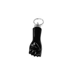 Colgante plata Ley 925m mano puño higa negro 18mm. sintético [AB6216]