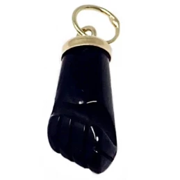 Colgante oro 18k mano azabache auténtico puño higa negra [AB4911]