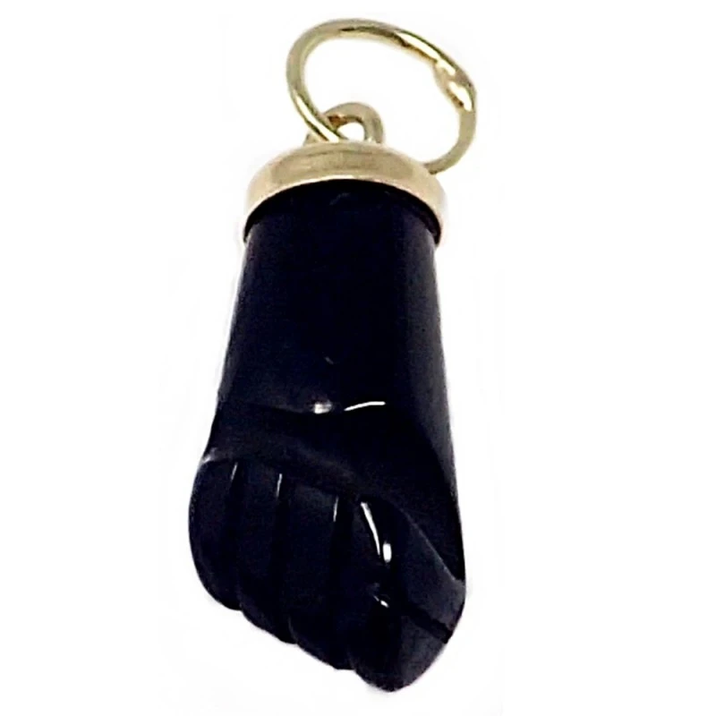 Colgante oro 18k mano azabache auténtico puño higa negra [AB4911]