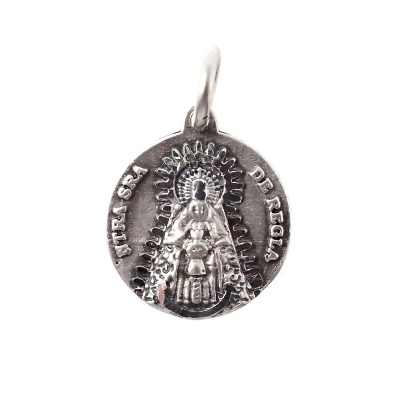 Virgen de Regla Chipiona medalla plata Ley 925m colgante 14 mm. maciz