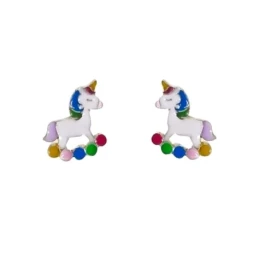 Pendientes plata Ley 925m niña unicornio balancín esmaltado colores t