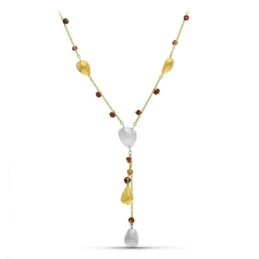Gargantilla oro bicolor 18k mujer piedras colores tamaños combinados