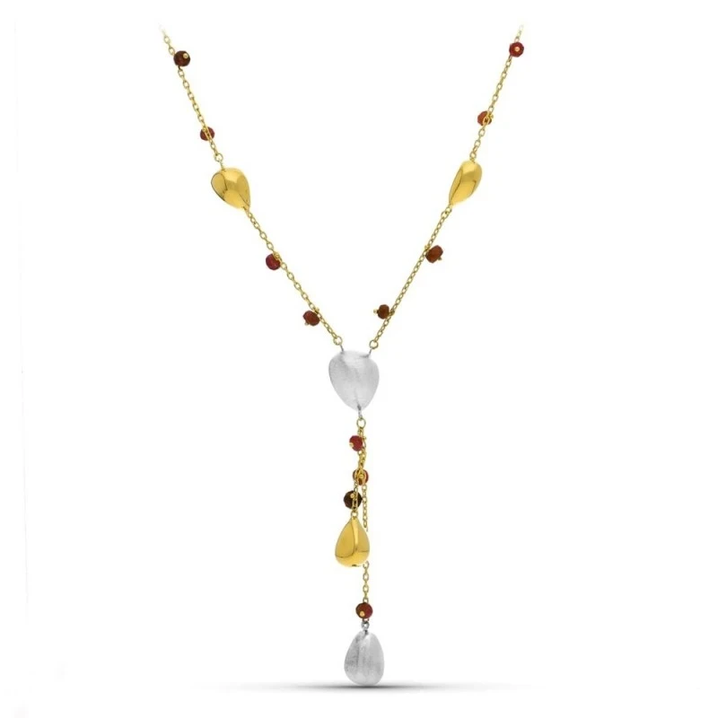 Gargantilla oro bicolor 18k mujer piedras colores tamaños combinados