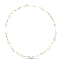 Gargantilla oro bicolor 18k mujer 45 cm. eslabones grandes combinados