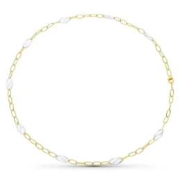 Gargantilla oro bicolor 18k mujer eslabones ovalados combinados pieza