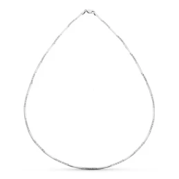 Gargantilla oro blanco 18k mujer semirrígida tubos circonitas combina