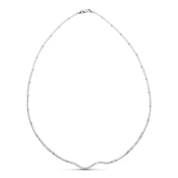Gargantilla oro blanco 18k muejr semirrígida tubos ondulados circonit
