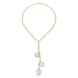 Gargantilla oro bicolor 18k mujer colgante eslabones combinados flore