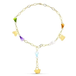 Gargantilla oro 18k mujer eslabones piedras colores combinados detall