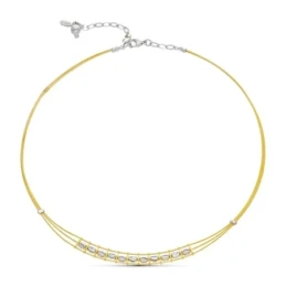 Gargantilla oro bicolor 18k mujer tres hilos detalle piezas parte cen