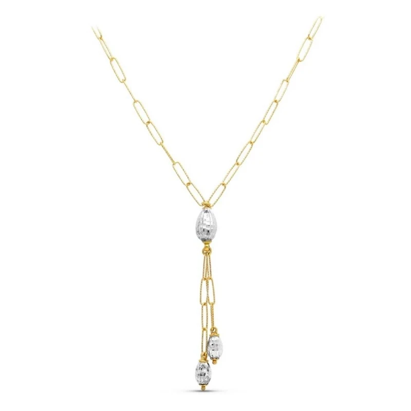 Gargantilla oro bicolor 18k mujer eslabones alargados detalles colgan