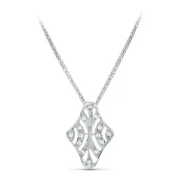 Gargantilla oro blanco 18k mujer colgante alargado circonitas formas