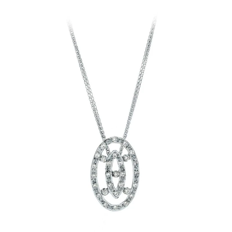 Gargantilla oro blanco 18k mujer 45 cm. colgante ovalado 22 mm. circo