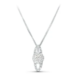 Gargantilla oro blanco 18k mujer 45 cm. colgante ovalado 20 mm. borde