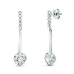 Pendientes largos oro blanco 18k mujer 33 mm. barra lisa vertical com