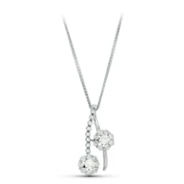 Gargantilla oro blanco 18k mujer 45 cm. doble colgante 26 mm. circoni
