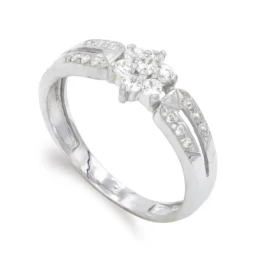 Sortija oro blanco 18k mujer circonitas forma estrella cabeza lateral