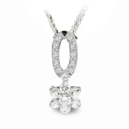 Gargantilla oro blanco 18k mujer circonitas forma ovalada calada comb