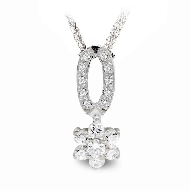Gargantilla oro blanco 18k mujer circonitas forma ovalada calada comb
