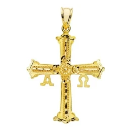 Cruz de Covadonga colgante oro 18k unisex 35 mm. detalles tallados om