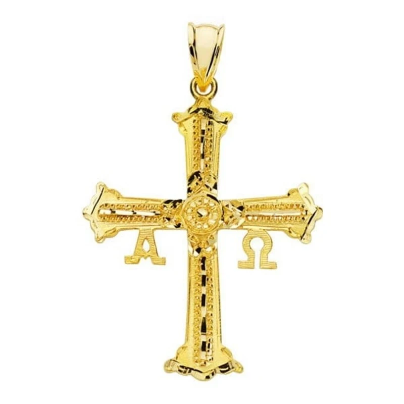 Cruz de Covadonga colgante oro 18k unisex 35 mm. detalles tallados om