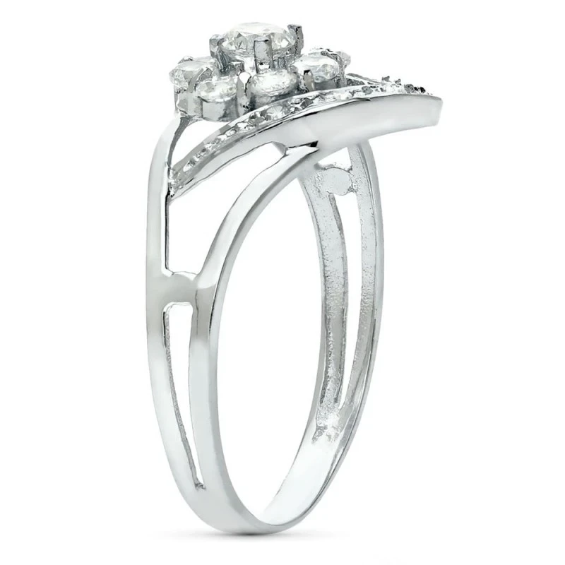 Sortija oro blanco 18k mujer cuajo circonitas 10 mm. cabeza formas on