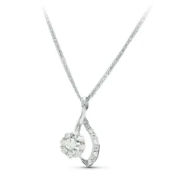 Gargantilla oro blanco 18k mujer 45 cm. colgante cuajo circonitas 22