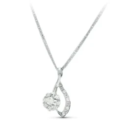 Gargantilla oro blanco 18k mujer 45 cm. colgante cuajo circonitas 22