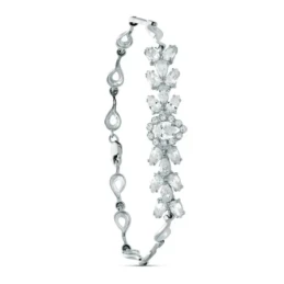 Pulsera oro blanco 18k mujer 18.5 cm. circonitas forma pera combinada