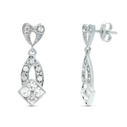 Pendientes largos oro blanco 18k mujer 24 mm. formas combinadas circo