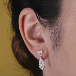 Pendientes largos oro blanco 18k mujer 24 mm. formas combinadas circo
