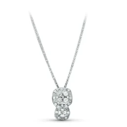 Gargantilla oro blanco 18k mujer 42 cm. colgante circonitas dos cuadr