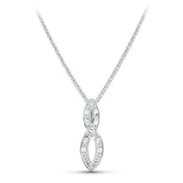 Gargantilla oro blanco 18k mujer 45 cm. colgante circonitas dos forma