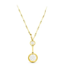 Gargantilla oro bicolor 18k mujer 45 cm. círculos combinados flores c