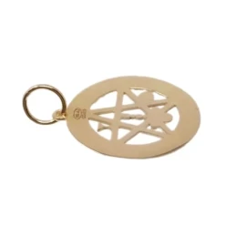 Colgante oro 18k tetragramatón 22 mm. unisex amuleto calado detalles