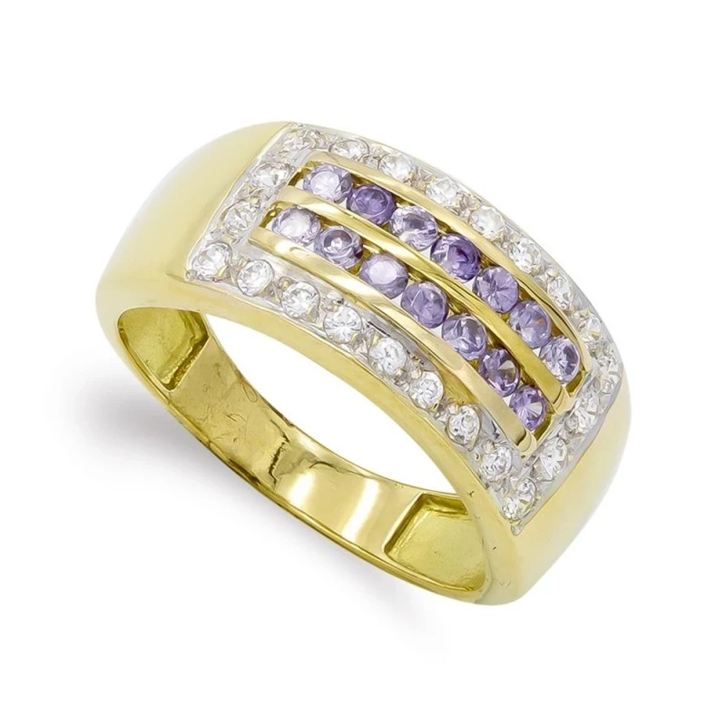 Sortija oro 18k mujer circonitas colores combinados
