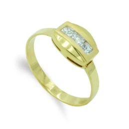 Sortija oro 18k mujer circonitas centro combinadas lisa