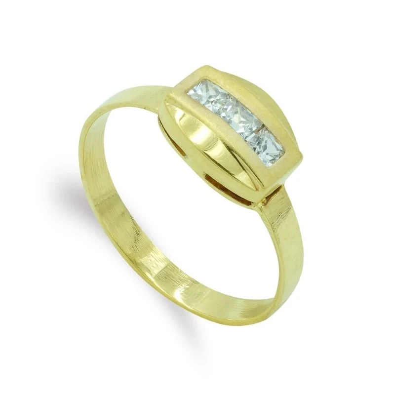 Sortija oro 18k mujer circonitas centro combinadas lisa