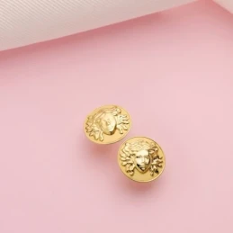 Pendientes oro 18k mujer 12 mm. medusa centro redondos mate brillo pr