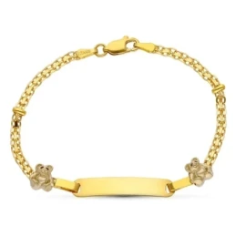 Esclava oro 18k niña 16 cm. Primera Comunión detalle osos laterales c