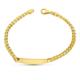 Esclava oro 18k niña 18 cm. Primera Comunión espiga chapa detalles ta
